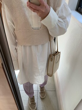「春めきシューズ」｜「アイテム（チュニック）」を使った、Rさん（レディース・156cm）の春コーディネート