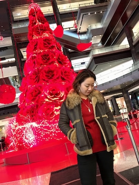 「AVIREX（アヴィレックス）のアイテム（ムートンコート）」を使った、AIKAさん（レディース・156cm）の冬コーディネート
