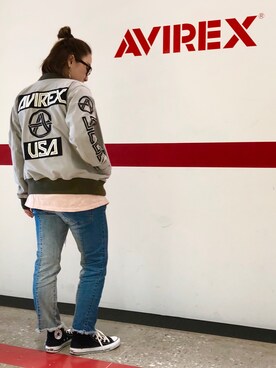 「グレーコーデ」｜「アイテム（MA-1）」を使った、AIKAさん（レディース・156cm）の夏コーディネート