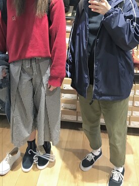 「plain-me（プレインミー）のアイテム（パンツ）」を使った、妏倢さん（レディース・162cm）の秋コーディネート