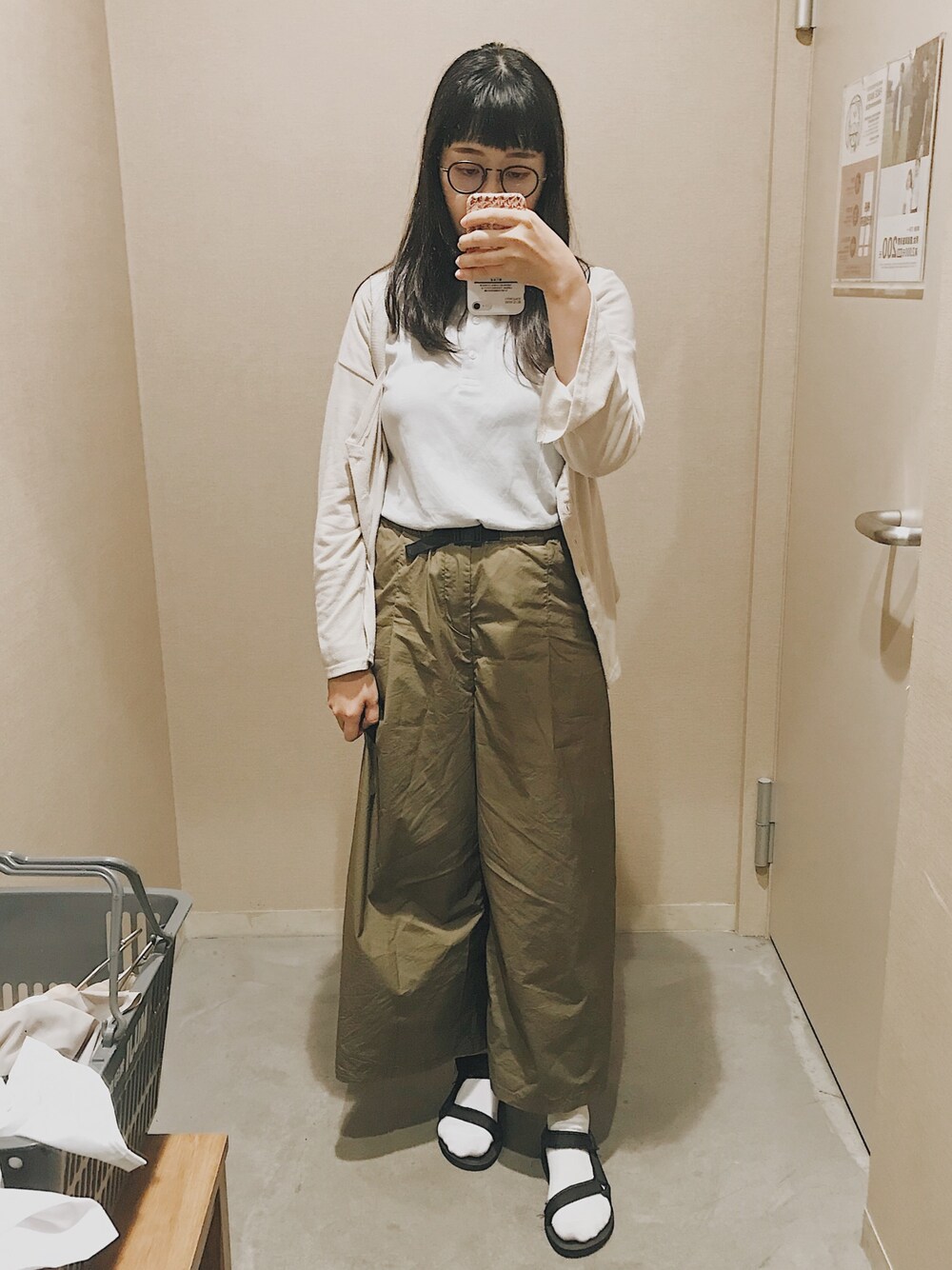 「無印良品のアイテム（ポロシャツ、シルバー系）」を使った、妏倢さん（レディース・163cm）の夏コーディネートの1枚目の写真