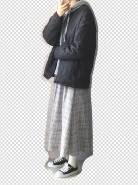 「Samansa Mos2 blue（サマンサモスモスブルー）のアイテム（ノーカラージャケット）」を使った、nnnowearさん（レディース・158cm）の春コーディネート