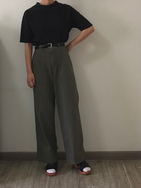 「reca（レカ）のアイテム（チノパンツ）」を使った、nnnowearさん（レディース・158cm）の秋コーディネート