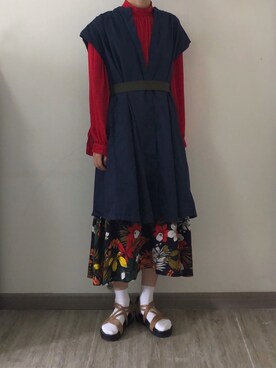 「LEPSIM（レプシィム）のベルトアツゾコサンダル　790591（サンダル）」を使った、nnnowearさん（レディース・158cm）の秋コーディネート