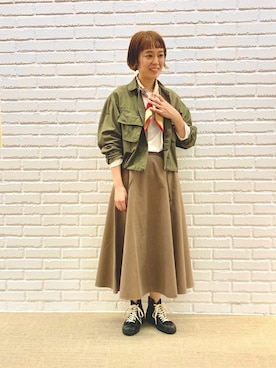 「cellar door」｜「アイテム（Tシャツ/カットソー）」を使った、うまもちさん（レディース・162cm）の秋コーディネート
