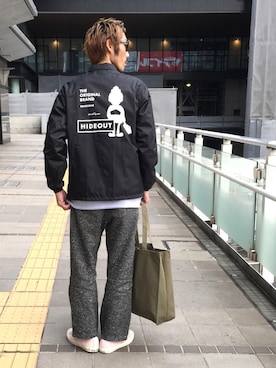 「アイテム（トートバッグ）」を使った、HIDEOUTさん（メンズ・175cm・30代）の冬コーディネート