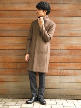 「ATTACHMENT（アタッチメント）のアイテム（チェスターコート）」を使った、kyoheyさん（メンズ・178cm）の秋コーディネート
