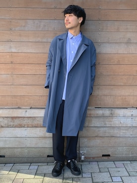「STUDIOUS（ステュディオス）のアイテム（チェスターコート）」を使った、kyoheyさん（メンズ・178cm）の春コーディネート