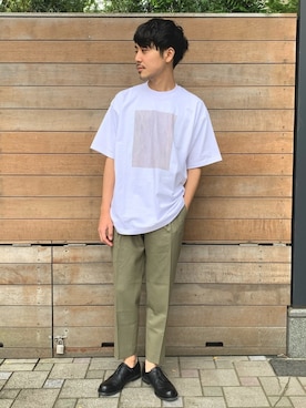 「markaware（マーカウェア）のアイテム（スラックス）」を使った、kyoheyさん（メンズ・178cm）の春コーディネート
