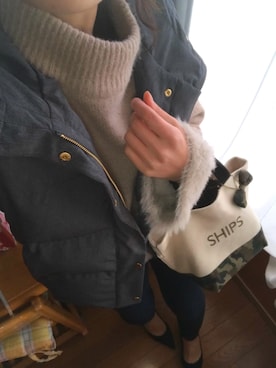 「アーバンリサーチ」｜「アイテム（ダウンベスト）」を使った、きょんさん（レディース・159cm）の冬コーディネート