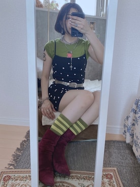 「UNIF（ユニフ）のアイテム（ワンピース/ドレス）」を使った、Nehanさん（レディース・159cm）の夏コーディネート
