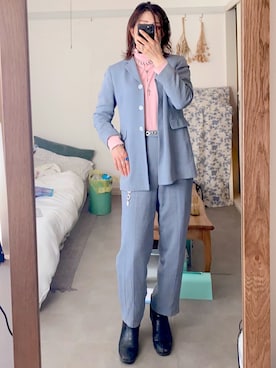 「古着コーデ」｜「アイテム（セットアップ）」を使った、Nehanさん（レディース・159cm）の春コーディネート