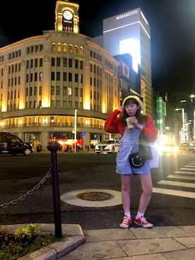 「ニコちゃん」｜「アイテム（スウェット）」を使った、みほちんさん（レディース・149cm）の秋コーディネート