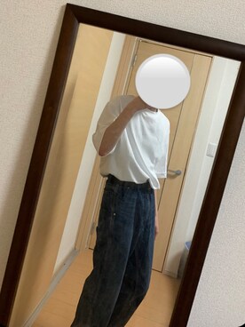 「UNIQLO（ユニクロ）のエアリズムコットンオーバーサイズTシャツ（5分袖）（Tシャツ/カットソー、ホワイト系）」を使った、んんさん（メンズ・171cm）の春コーディネート