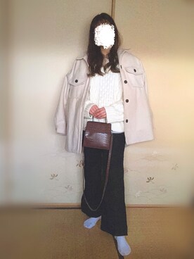 「GRL（グレイル）の2wayクロコダイル柄ショルダーバッグ（ショルダーバッグ、ベージュ系）」を使った、るあさん（レディース・160cm）の冬コーディネート