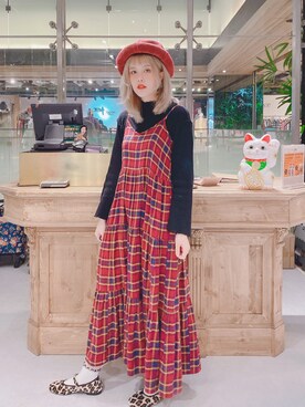 「RAY CASSIN（レイカズン）のアイテム（ジャンパースカート）」を使った、LUYAさん（レディース・164cm）の秋コーディネート