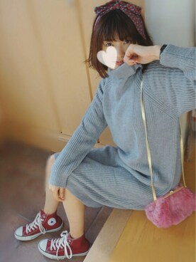 「URBAN RESEARCH（アーバンリサーチ）のUR タートルネックルーズニットワンピース（ワンピース）」を使った、ぺこりんごさん（レディース・167cm）の秋コーディネート