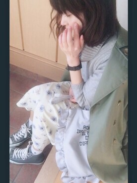 「ゆるニット」｜「アイテム（トレンチコート）」を使った、ぺこりんごさん（レディース・167cm）の冬コーディネート