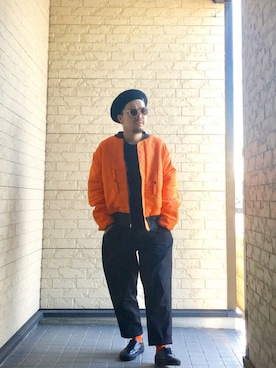「UNUSED」｜「アイテム（ブルゾン）」を使った、T-9さん（メンズ・164cm）の冬コーディネート