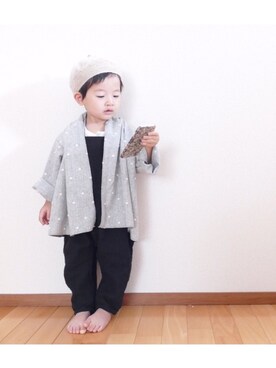 「ガウン」｜「アイテム（オールインワン・サロペット）」を使った、CHIIIICOさん（キッズ・80cm）の秋コーディネート