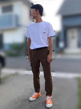 「GU（ジーユー）のアイテム（Pants、ブラウン系）」を使った、わにさんの秋コーディネート