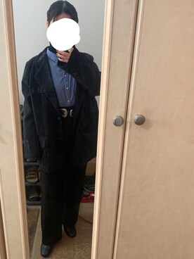 「GU（ジーユー）のアイテム（Pants、ブラック系）」を使った、わにさんの冬コーディネート