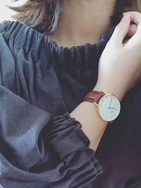 「Daniel Wellington（ダニエルウェリントン）の【Daniel Wellington】レザーバンド３６ＭＭ（アナログ腕時計）」を使った、ともちゃんさん（レディース・153cm）の春コーディネート