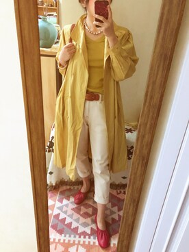 「アイテム（トレンチコート、ゴールド系）」を使った、夜茶さん（レディース・162cm）の春コーディネート