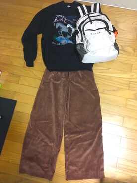 「JERZEES（ジャージーズ）のアイテム」を使った、あおきちさん（レディース・160cm）の秋コーディネート