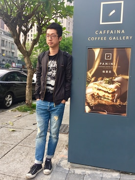 「PULL&BEAR（プルアンドベア）のアイテム（Tシャツ/カットソー）」を使った、Nick さん（メンズ・178cm）の春コーディネート