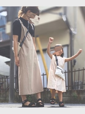 「UNIQLO（ユニクロ）のリブハイネックT（5分袖）（Tシャツ/カットソー）」を使った、このまるさん（レディース・162cm）の春コーディネート