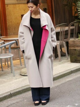 「配色」｜「アイテム（その他アウター）」を使った、sonoさん（レディース・160cm）の冬コーディネート