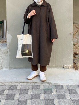 「Libra Cue（リブラ キュー）のアイテム（ステンカラーコート）」を使った、pinoさん（レディース・153cm）の冬コーディネート