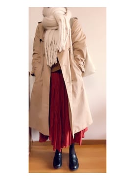 「Another Edition（アナザーエディション）のアイテム（トレンチコート）」を使った、k✳︎mさん（レディース・157cm）の冬コーディネート