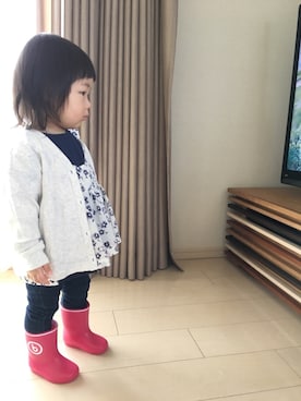 「こども ビームス（コドモビームス）のアイテム（レインシューズ）」を使った、OSAさん（キッズ・80cm）の春コーディネート