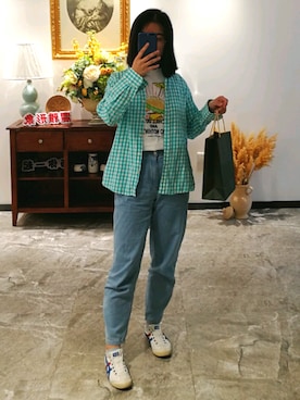 「日常」｜「アイテム（スリッポン）」を使った、阿楚楚AuKune.Xさん（レディース・159cm）の夏コーディネート