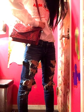 「no brand（ノーブランド）のアイテム（デニムパンツ、ブルー系）」を使った、aiwoさん（レディース・163cm）の夏コーディネート