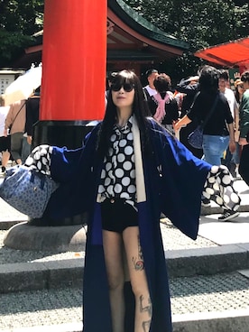 「Vivienne Westwood（ヴィヴィアンウエストウッド）のアイテム（ハンドバッグ、ブルー系）」を使った、aiwoさん（レディース・163cm）の夏コーディネート