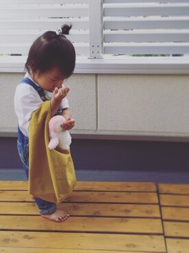 「マスタードイエロー」｜「アイテム（オールインワン・サロペット）」を使った、riiikaaa＊さん（キッズ・70cm）の秋コーディネート