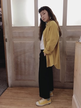 「CACO（カコ）のアイテム（パンツ）」を使った、希さん（レディース・155cm）の春コーディネート