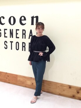 「coen（コーエン）のローンピンタックスモックブラウス（シャツ/ブラウス）」を使った、coen やましたさん（レディース・164cm）の夏コーディネート