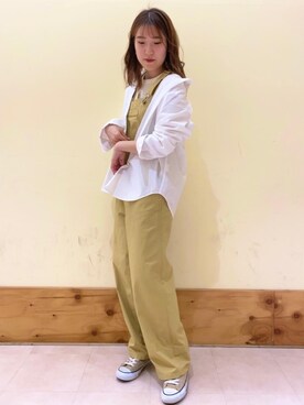 「2021春新作」｜「アイテム（オールインワン・サロペット）」を使った、coen やましたさん（レディース・164cm）の冬コーディネート