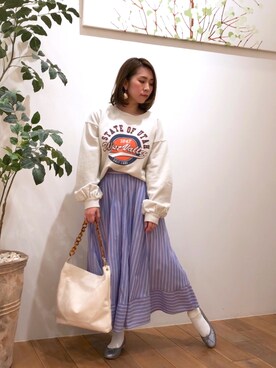 「DISCOAT（ディスコート）のバレーシューズ（バレエシューズ）」を使った、YUURIさん（レディース・156cm）の冬コーディネート