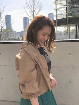 「DISCOAT（ディスコート）のアイテム（ミリタリージャケット）」を使った、YUURIさん（レディース・156cm）の春コーディネート
