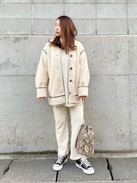 「DISCOAT（ディスコート）のアイテム（その他アウター）」を使った、YUURIさん（レディース・157cm）の冬コーディネート