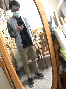 「GAP（ギャップ）のアイテム（スタジャン）」を使った、Patrick Liさん（メンズ・161cm）の秋コーディネート