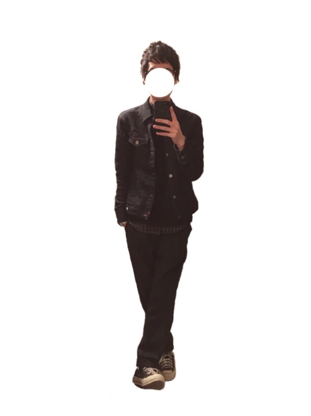 「デニムジャケット、wtaps、ワコマリア」｜「LOVELESSのアイテム（デニムジャケット、ブラック系）」を使った、KOUJIさん（メンズ・180cm）の冬コーディネートの1枚目の写真