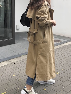 「A.P.C.」｜「アイテム（トレンチコート）」を使った、shopＫさん（レディース・158cm）の秋コーディネート