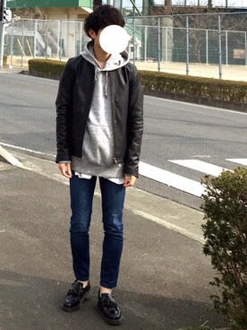 「JOURNAL STANDARD relume（ジャーナルスタンダード　レリューム）のアイテム（ライダースジャケット）」を使った、zawaさん（メンズ・169cm）の春コーディネート
