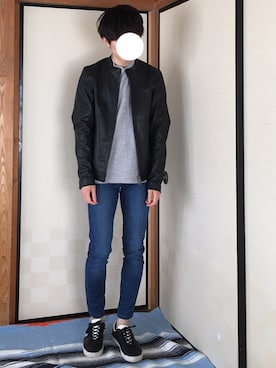 「JOURNAL STANDARD relume（ジャーナルスタンダード　レリューム）のアイテム（ライダースジャケット）」を使った、zawaさん（メンズ・169cm）の春コーディネート